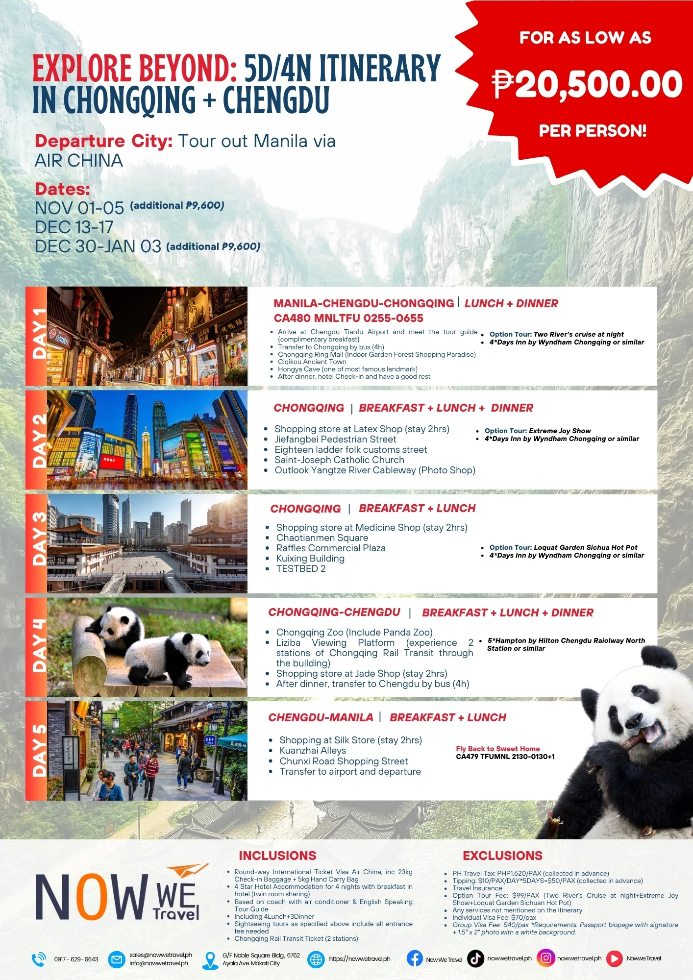 Explore Beyond Chongqing 5D4N Tour