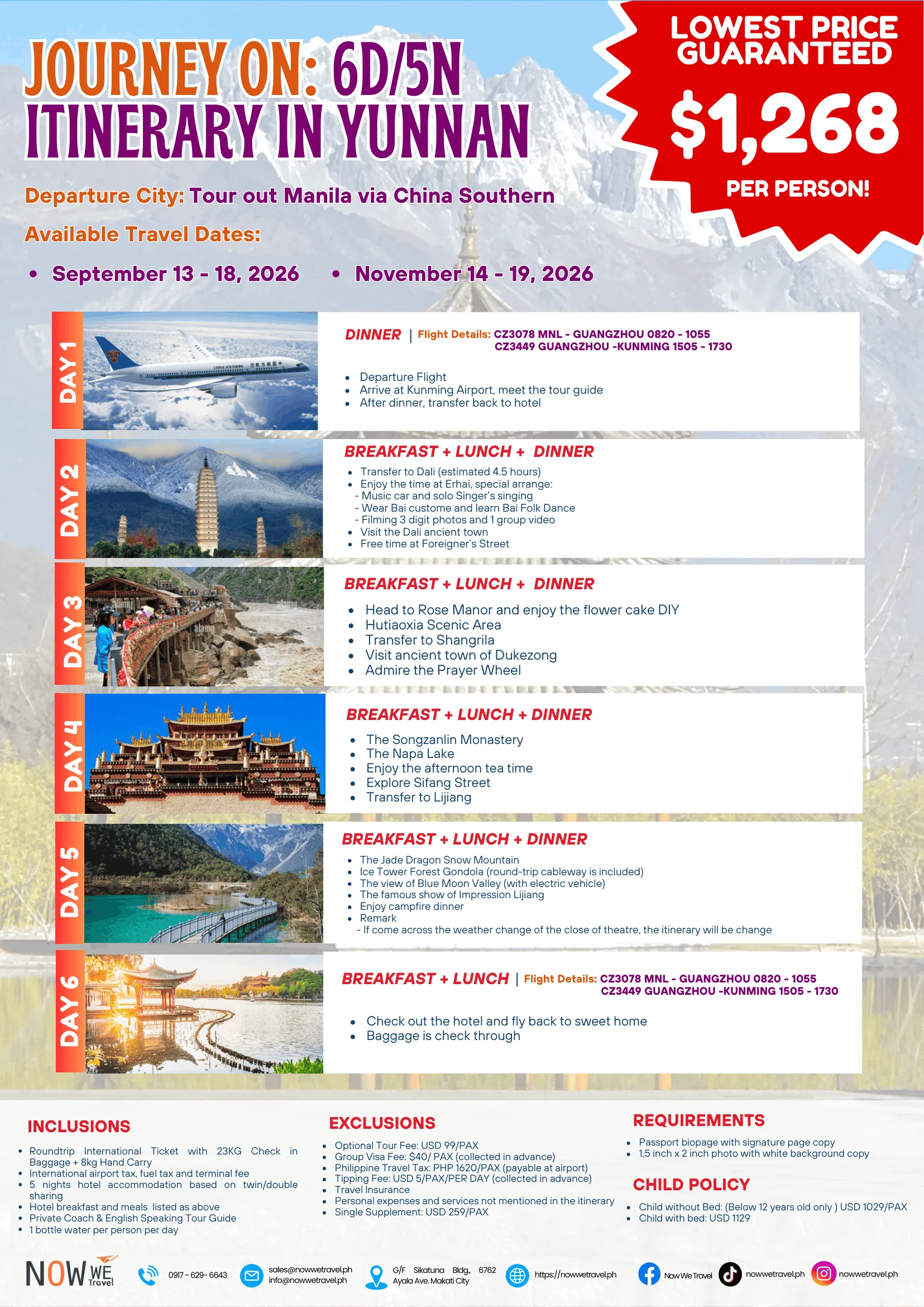 Yunnan 6D5N Tour Package from Manila (Kunming, Dali, Shangri-La & Lijiang Adventure)